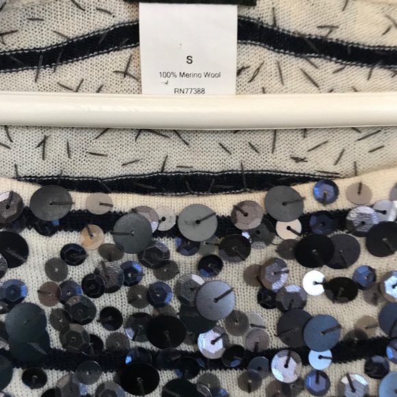 J crew sequined navy and cream wool dress. - Picture 2 of 3